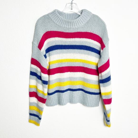 REBECCA MINKOFF BRITTANY STRIPE MOCK NECK MULTICOLOR WOMEN SWEATER SIZE SMALL - Picture 1 of 4